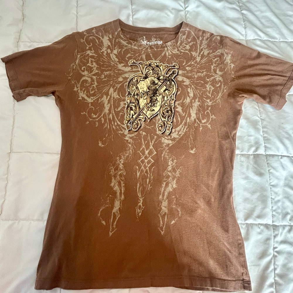 Resurge  Men's Brown Graphic Crew Neck Affiction style T-Shirt